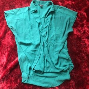 Forever 21 emerald green crossover blouse